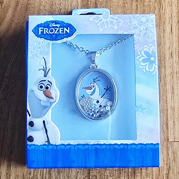 NEW! Disney Frozen Olaf Snowman Shaker Silver Necklace - Picture 4 of 8